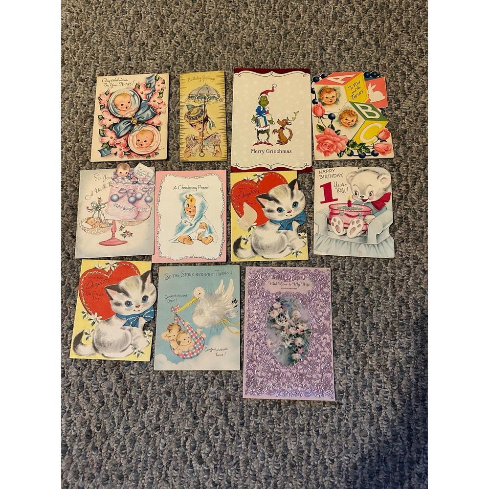 VTG Cards For Crafting Lot of 11 1960s Kitty's Babies